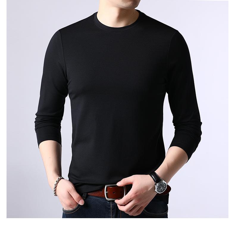 恒源祥亲肤莫代尔长袖T恤男士圆领秋衣男装秋冬新款桑蚕丝打底衫