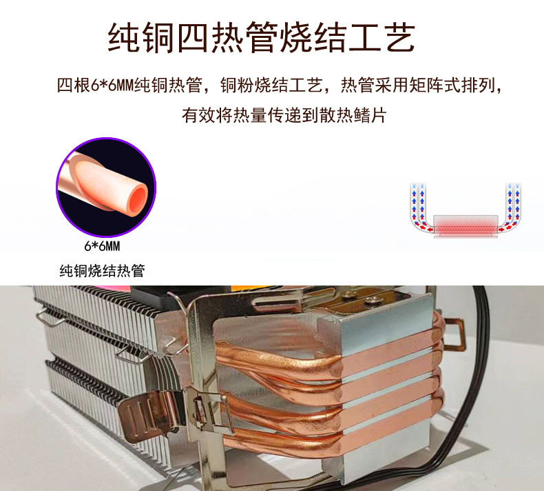 续航战车单塔四铜管CPU风扇