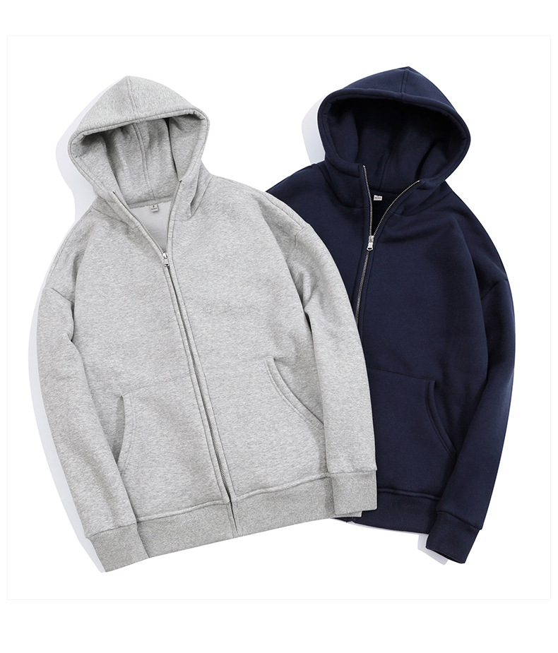 登爵工厂2023秋冬新款340g加绒宽松拉链连帽卫衣摇粒针织