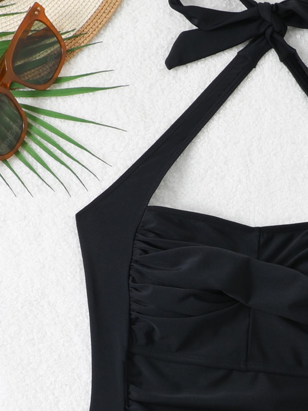 商品详情图_25亚马逊爆款露背连体比基尼褶皱复古欧美时尚性感