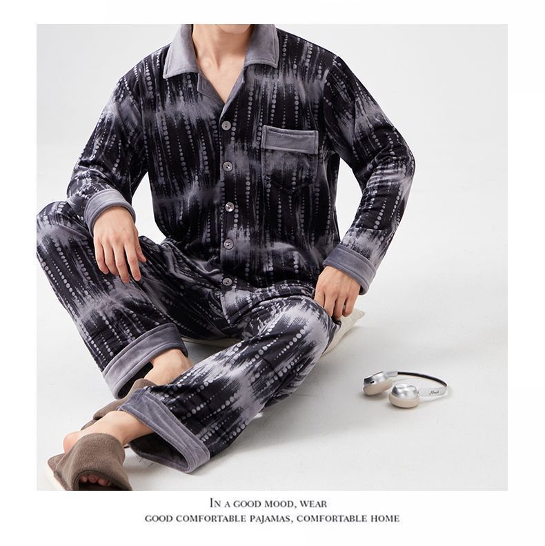 商品详情图_【新品】爸爸款冬季加厚长毛法兰绒中老年人睡衣珊瑚