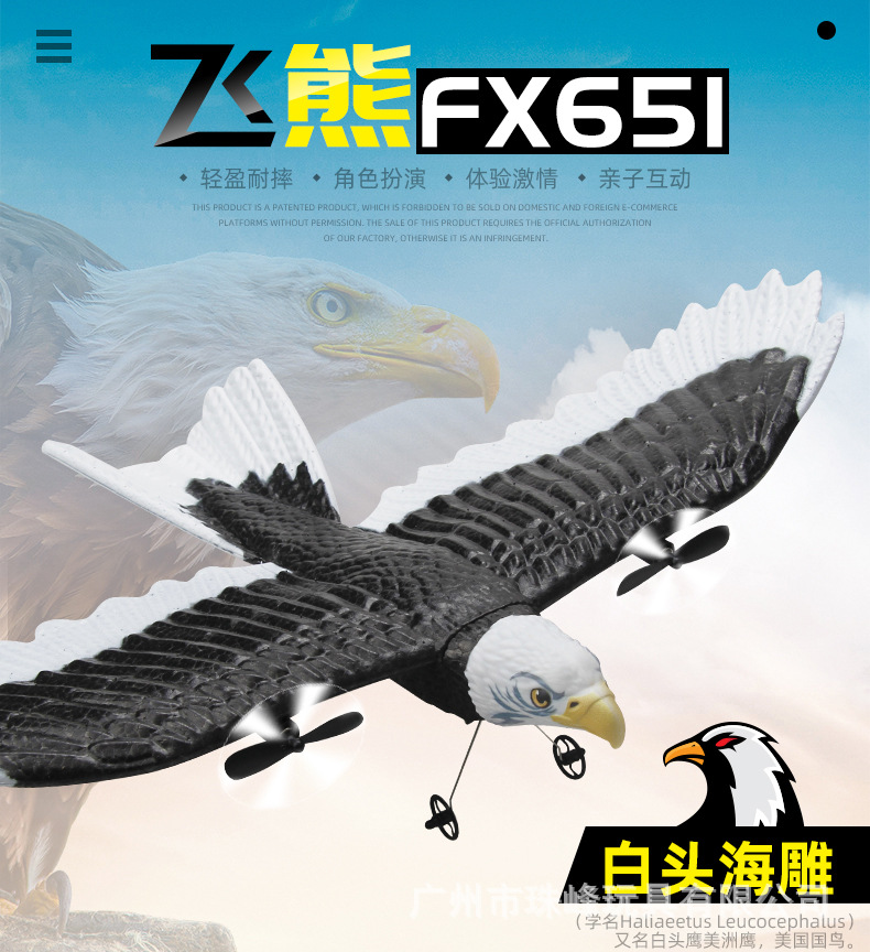 飞熊FX651遥控老鹰固定翼飞机白头鹰滑翔机
