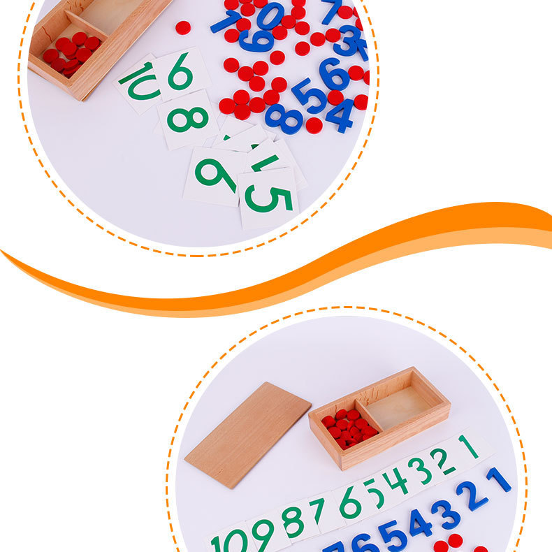 蒙氏教具专业版数字与筹码 数学教具幼儿园益智玩具