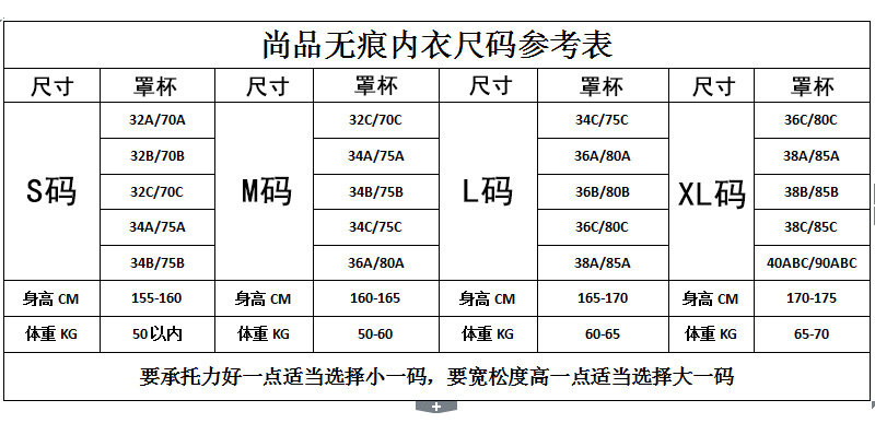 尚品无痕尺寸表