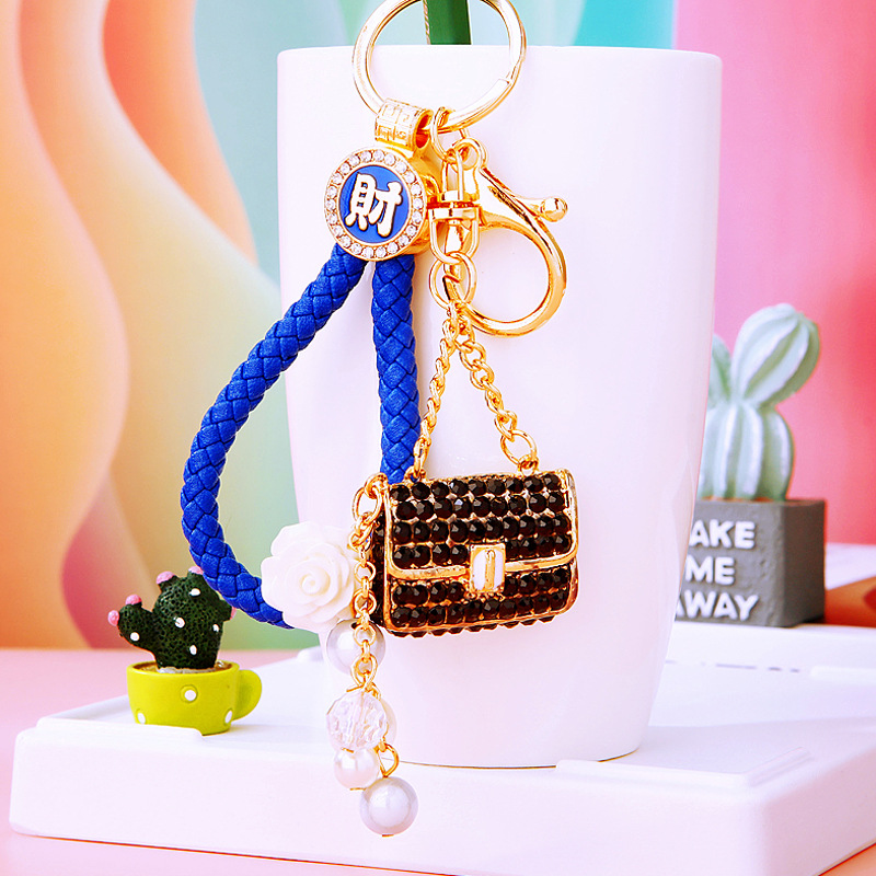 宝蓝招财绳+珍珠小挎包黑色