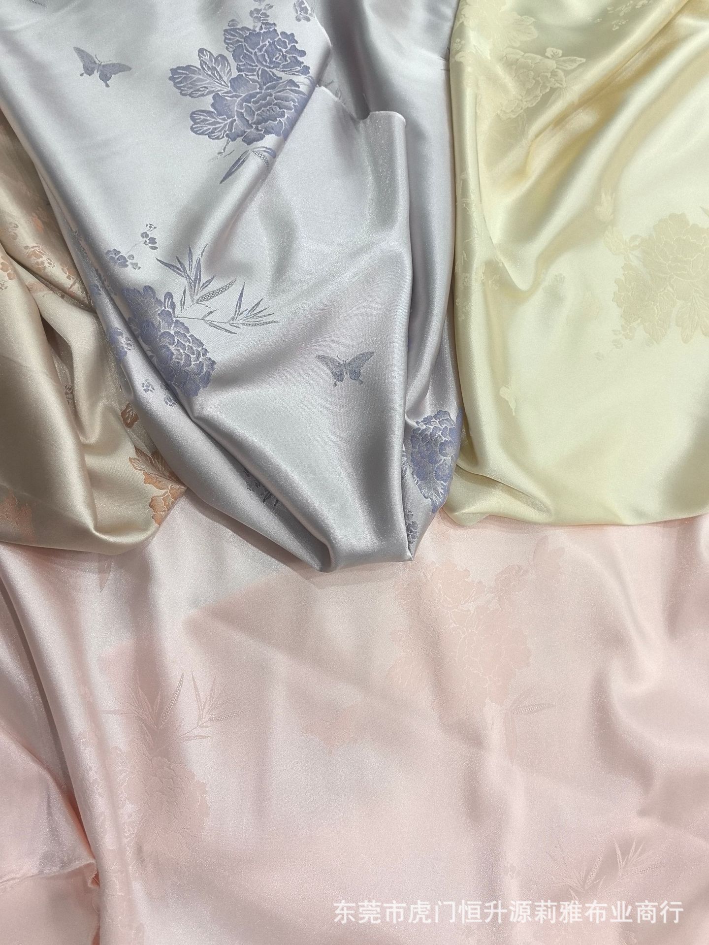 新款仿人丝涤双色提花面料 中式花朵提花秋冬外套衬衫