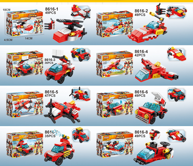 智贝详情图_5兼容乐高8合1变形机器人小颗粒积木工程消防军事