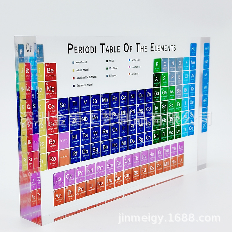 彩色透明亚克力摆件水晶标本元素周期表礼物化学物理公式表学习牌