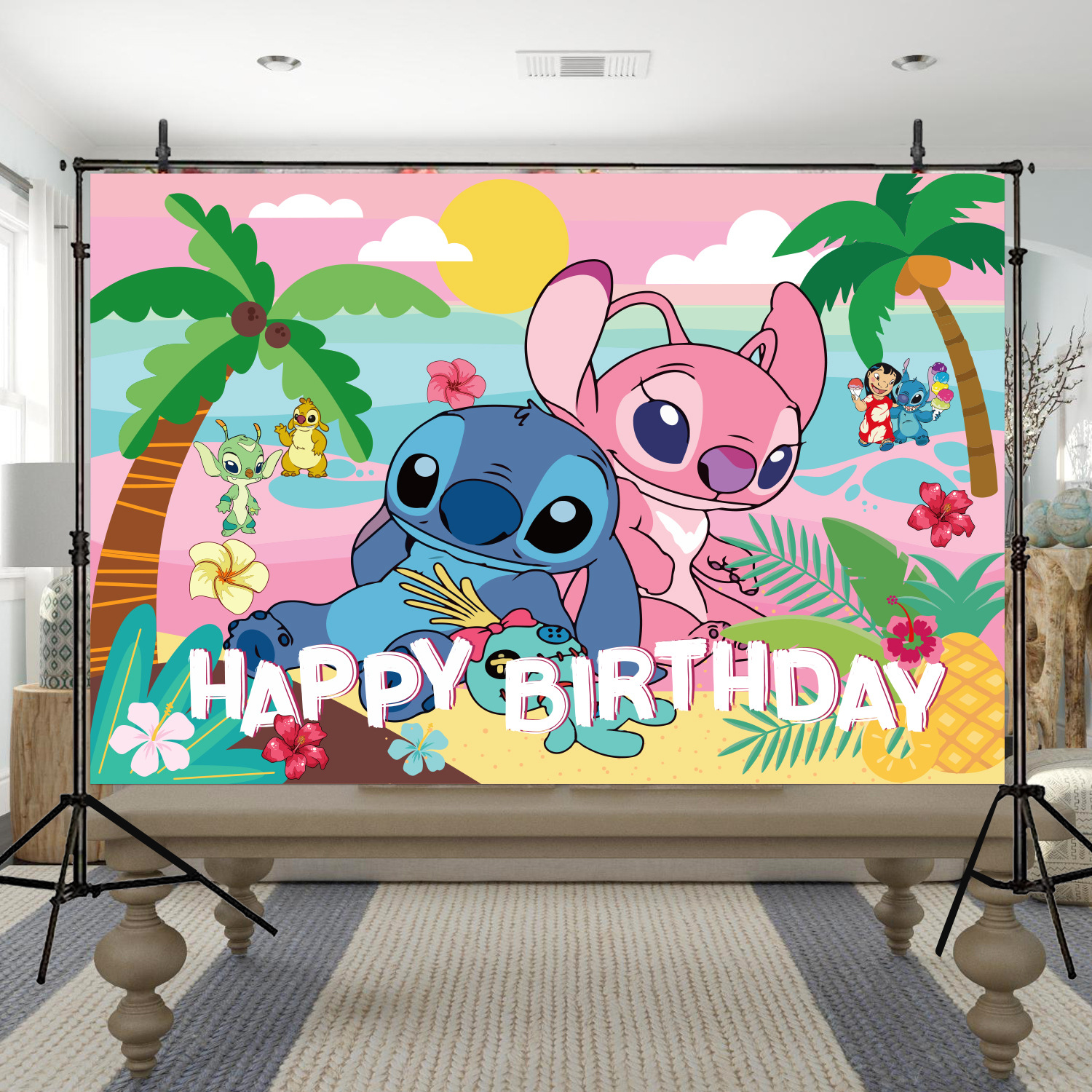 YL粉色史迪仔背景布2