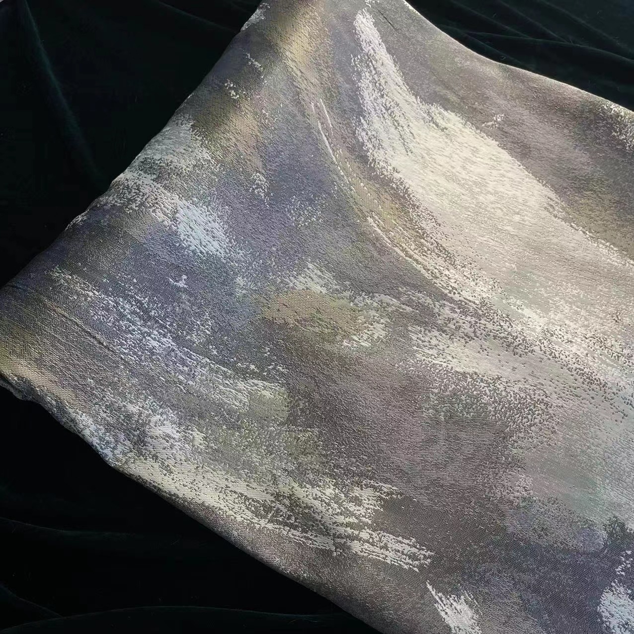 新中式水墨风提花沙发面料