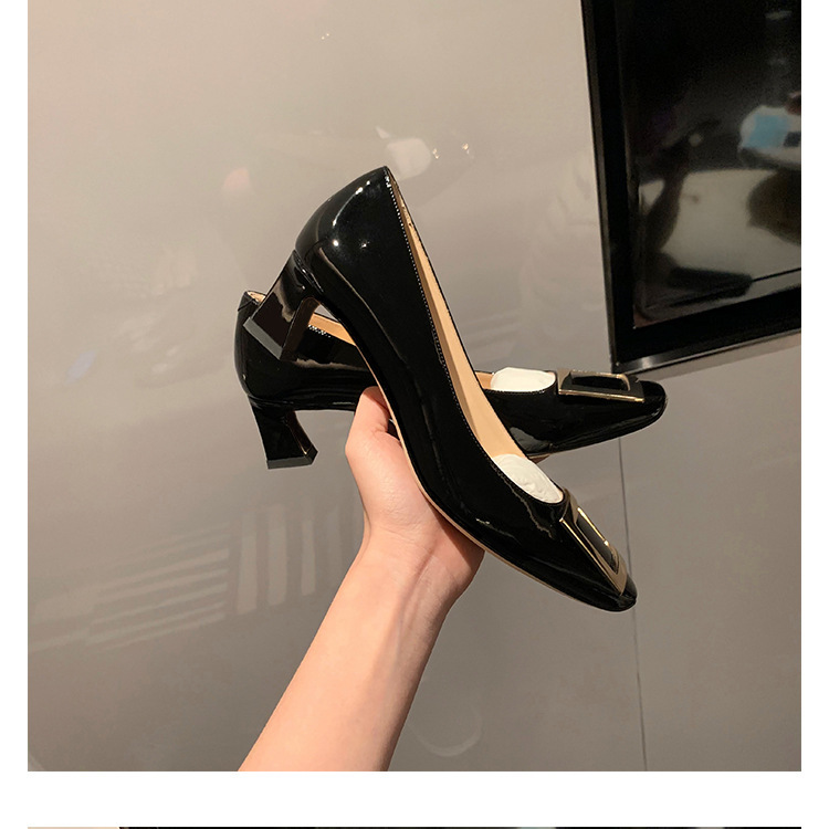 葡萄妈studiolee 经典方扣小方头浅口高跟鞋