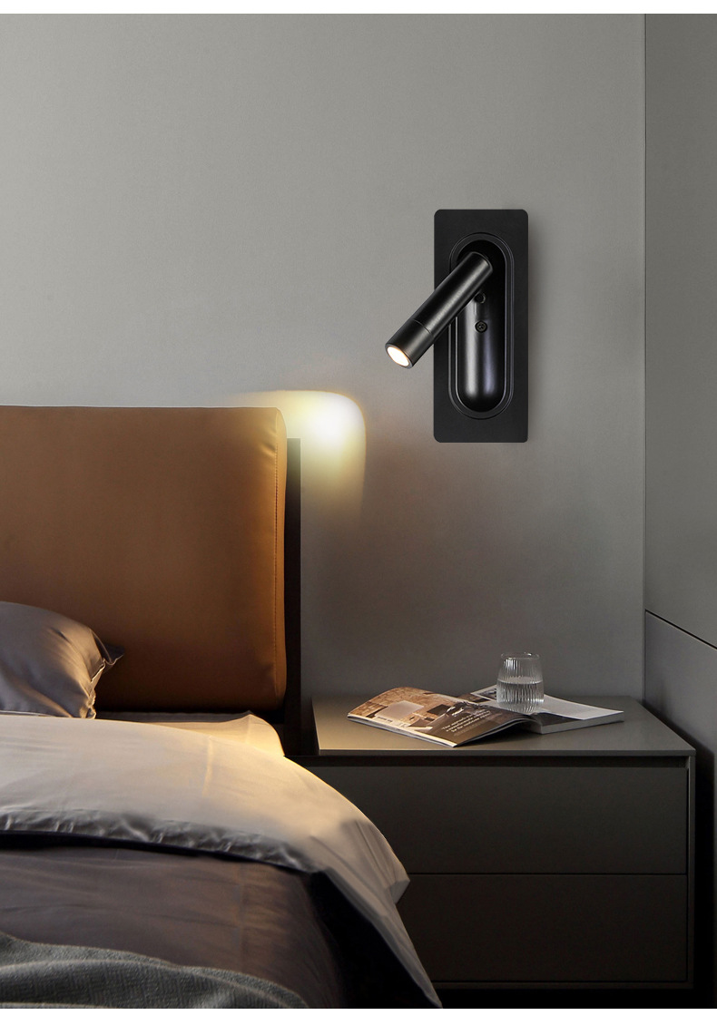 质享家酒店公寓LED氛围阅读灯壁 简约格调室内嵌入式床头壁灯可调