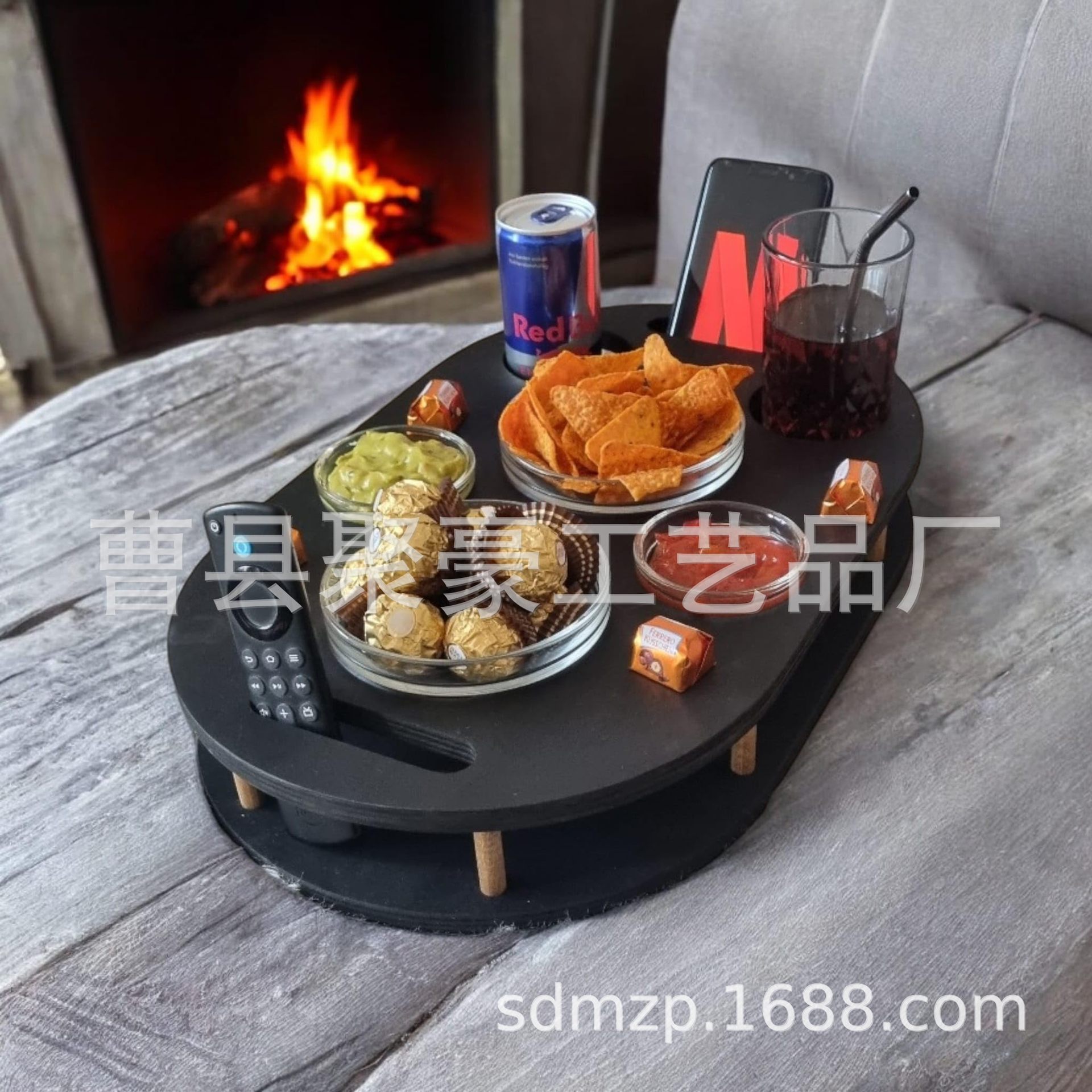 家用实木零食收纳盒沙发酒架多格干果盒野营餐盘木质啤酒收纳盒