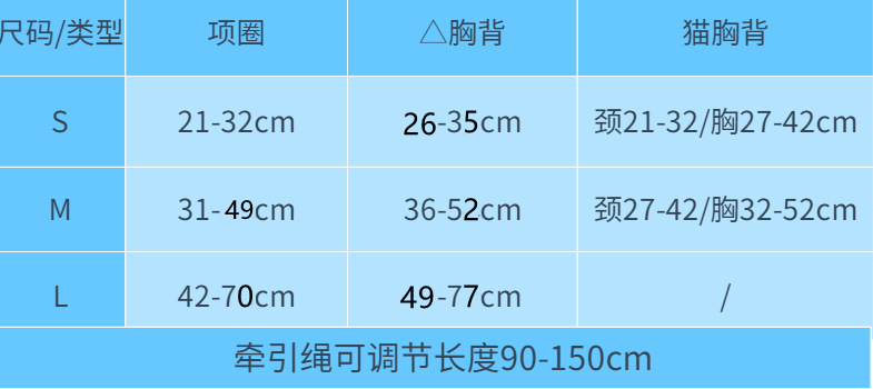 胸背项圈尺寸
