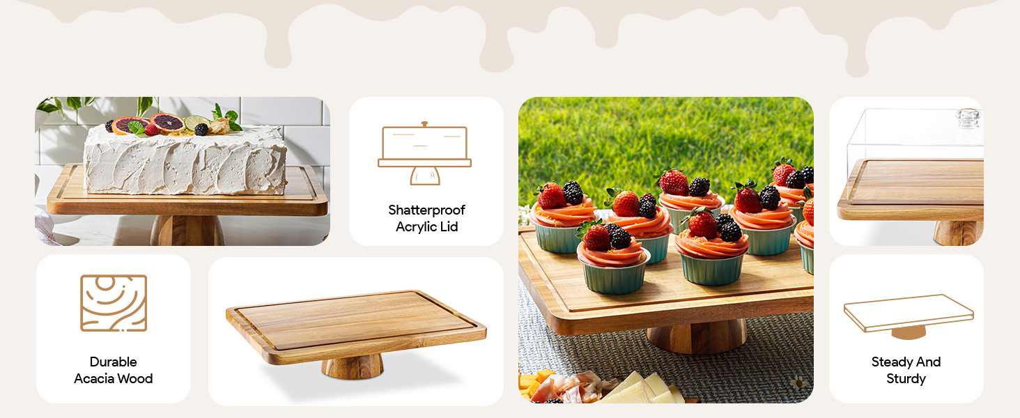 相思木蛋糕托盘甜品展示高脚餐盘摆台架木制透明盖实木甜品托盘