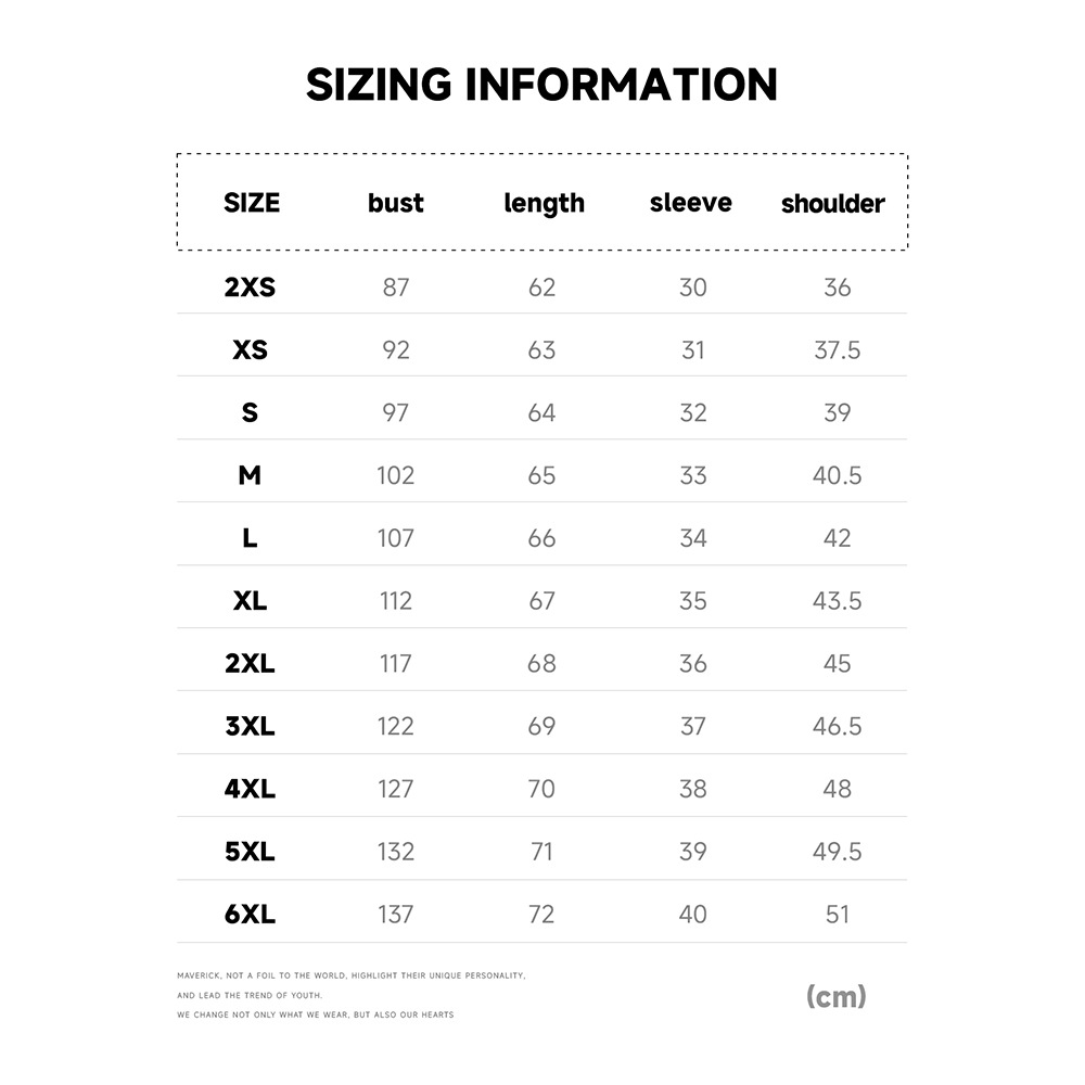 成人-尺码表-CM-英文-上衣