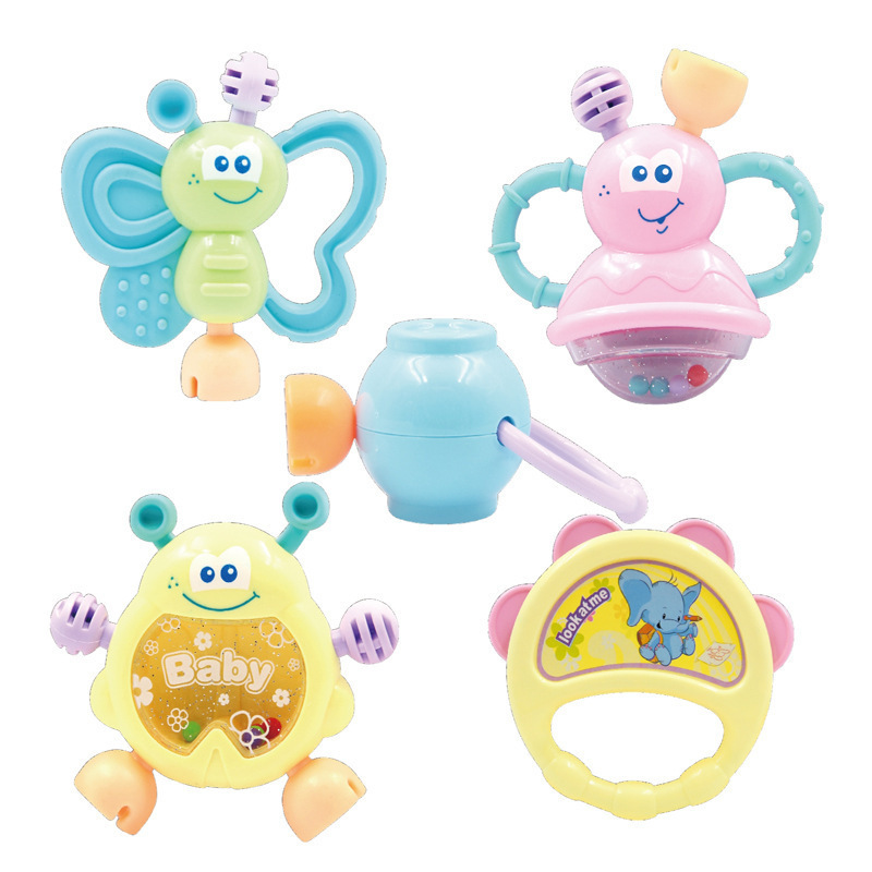 跨境婴儿摇铃新生儿玩具3-6个月益智牙胶手摇铃宝宝软胶0-1