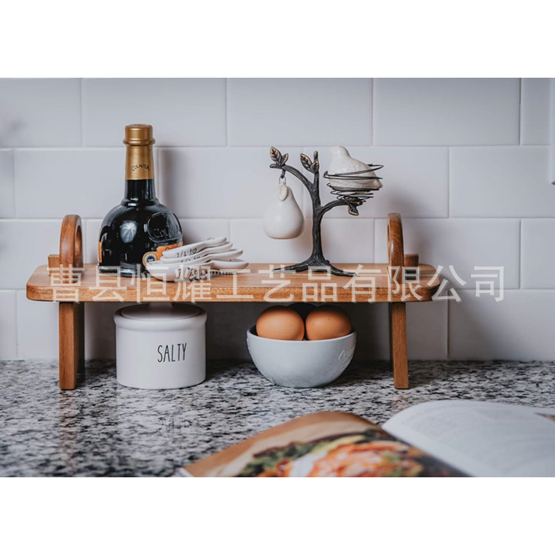 相思木甜品置物架 厨房桌面调味品收纳架 实木上菜板可拆卸水果