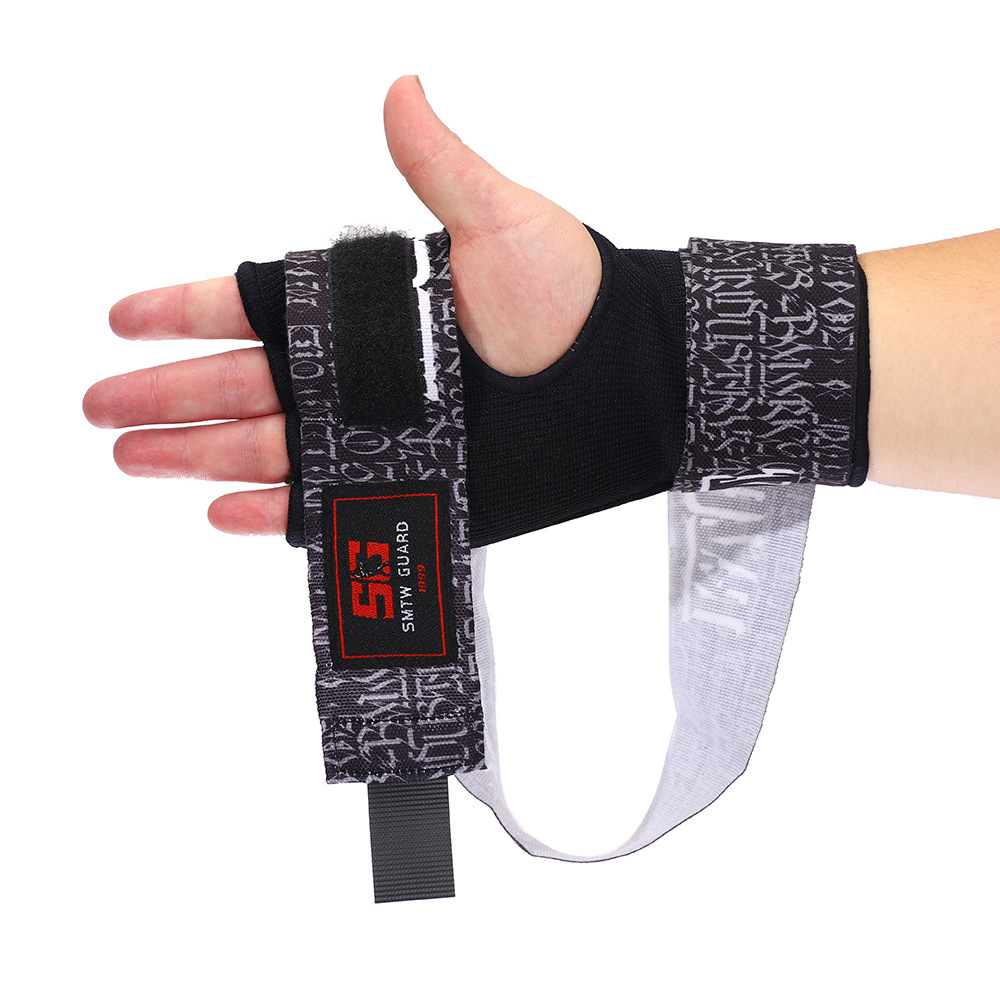 半指针织凝胶手套绑带款