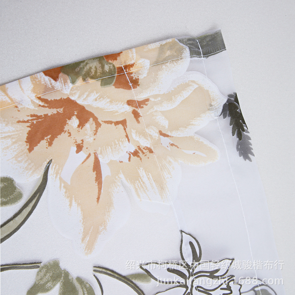 美式外贸款三件套装牡丹烂花透明窗纱厨房浴室咖啡厅卧室用 (1