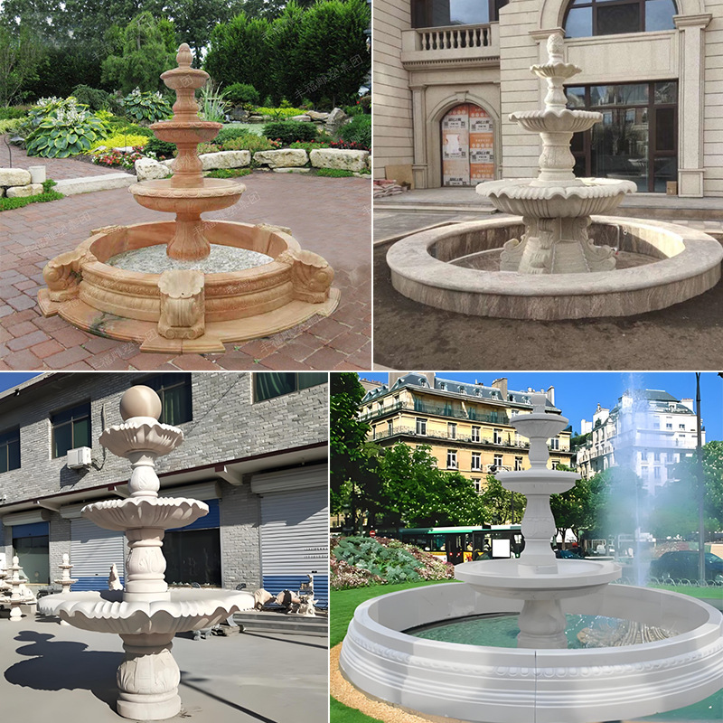 多层大理石水景摆件