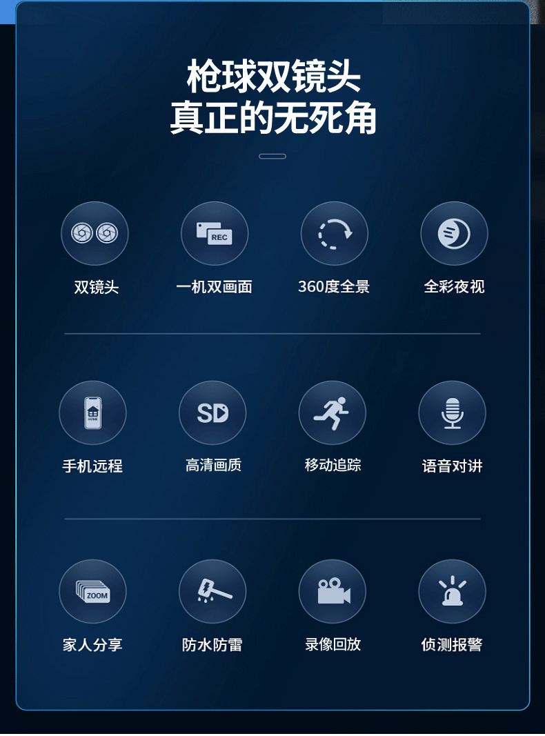 V380双画面无线监控器摄像头室外家用360度连手机远程高清