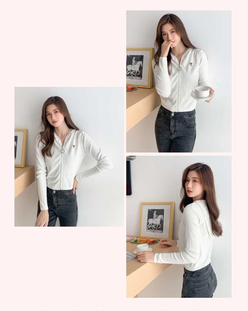 小个子卫衣拉链连帽毛衣新款上衣外套