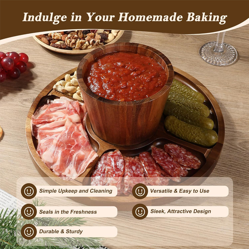 相思木托盘圆形蛋糕盘甜品支架餐桌蛋糕转台生日甜品架实木展示盘