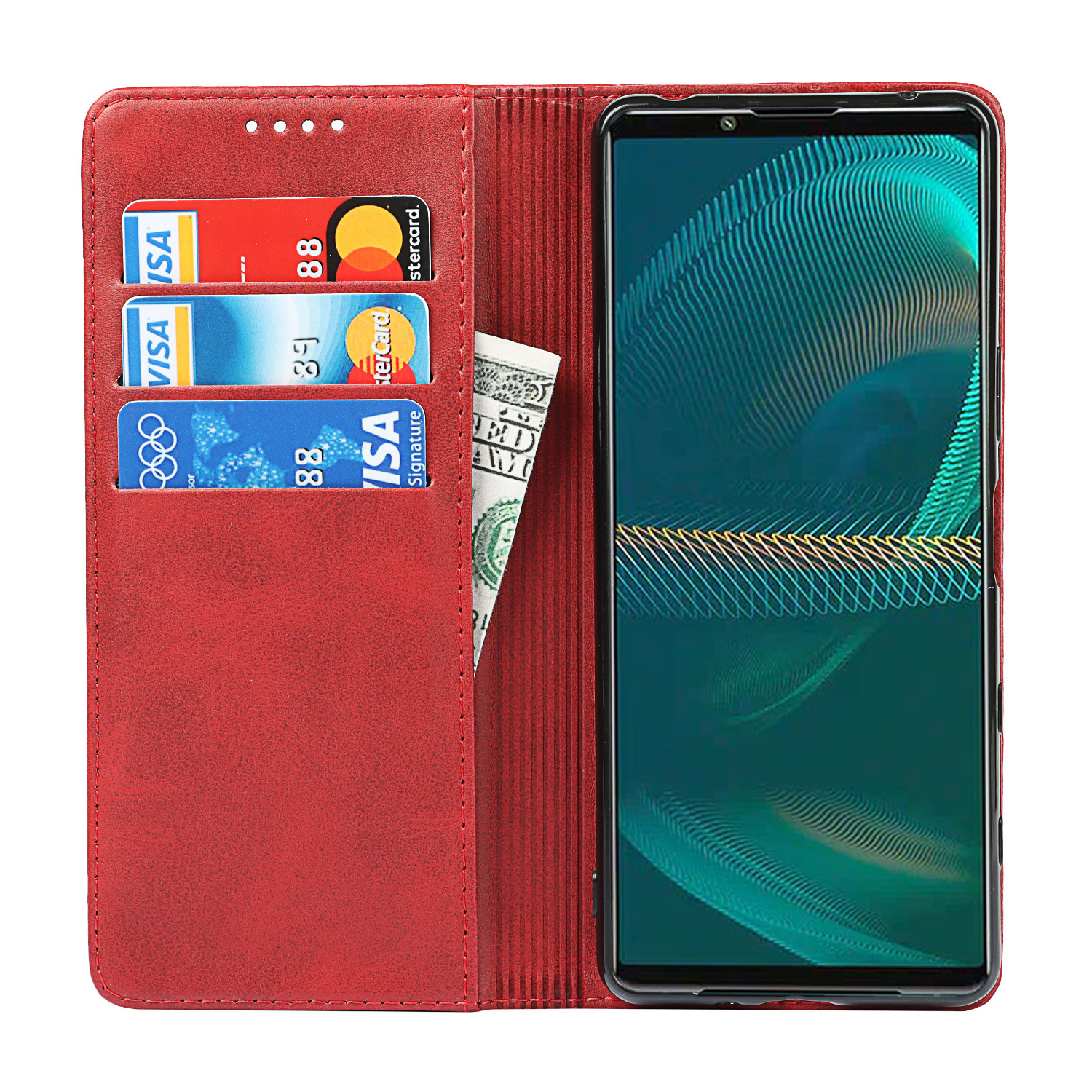 索尼 Xperia 5 III 小牛纹强磁皮套