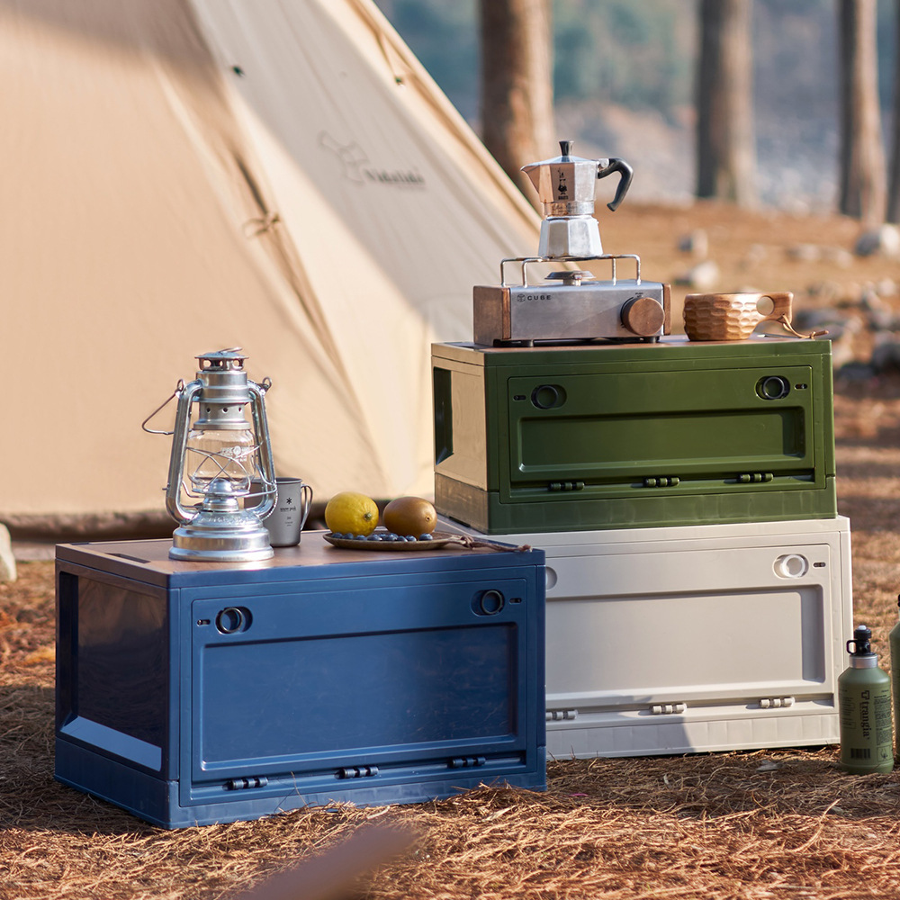 户外野营木盖侧开门折叠箱