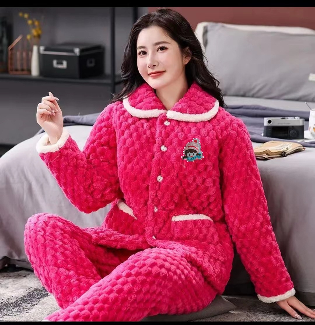 金龟绒翻领 玫红