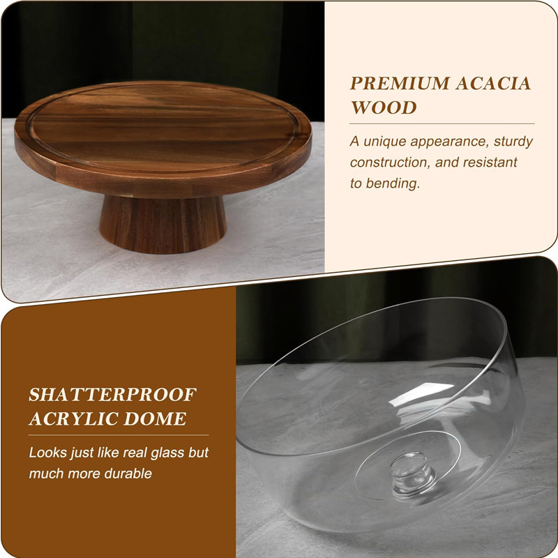 相思木托盘圆形蛋糕盘甜品支架餐桌蛋糕转台生日甜品架实木展示盘