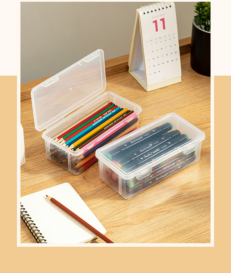 书桌盒子收纳盒全透明铅笔马克笔文具收纳盒办公桌钥匙