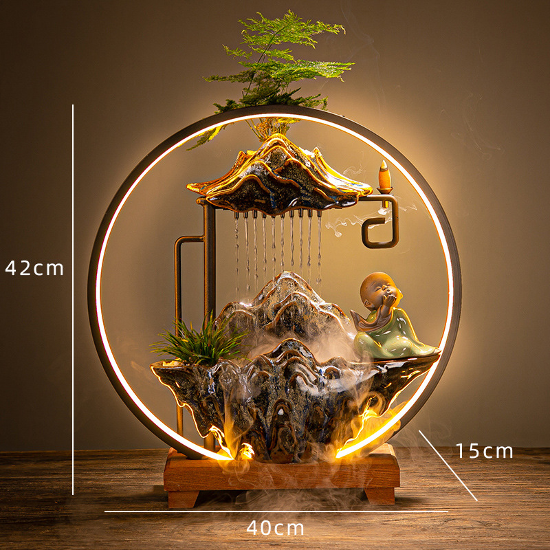 SKU-09-高山流水黑釉-无忧（赠水泵_绿植_倒流香_雾化