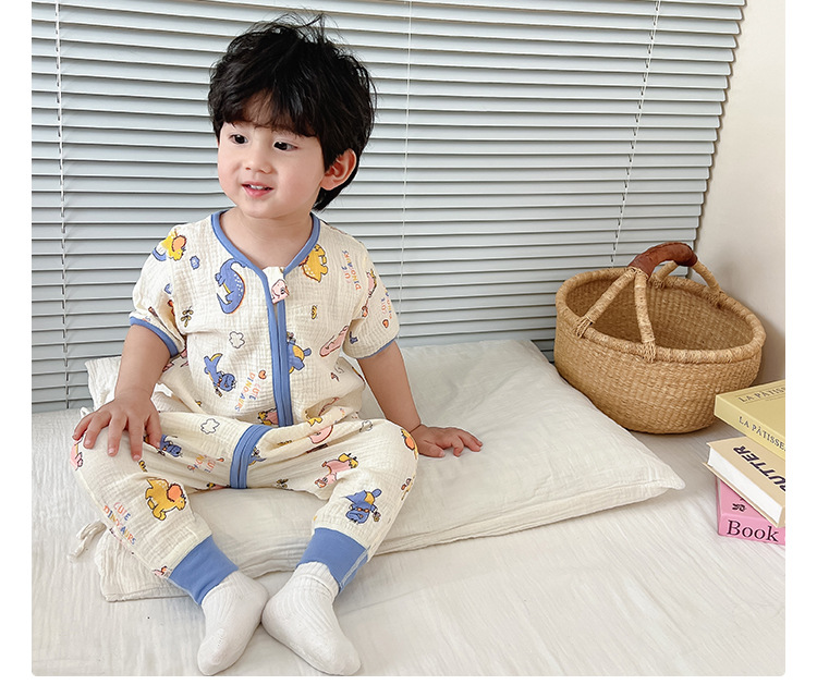 蓝恐龙短袖纱布睡袋_05