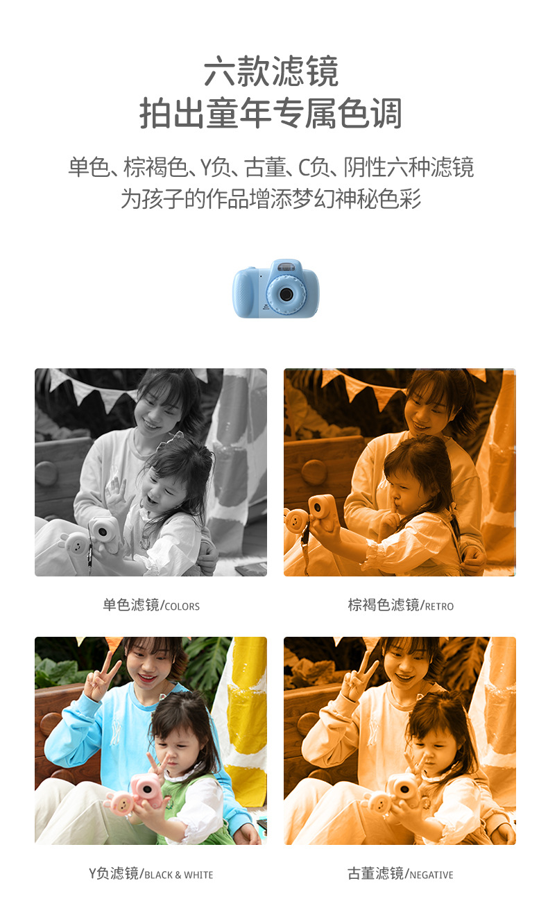 新款跨境儿童相机卡通数码迷你趣味相机高清双摄玩具礼品厂家直销