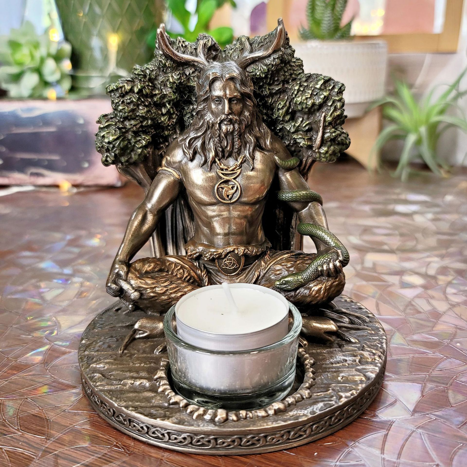 凯尔特神话角神雕塑香薰烛台摆件