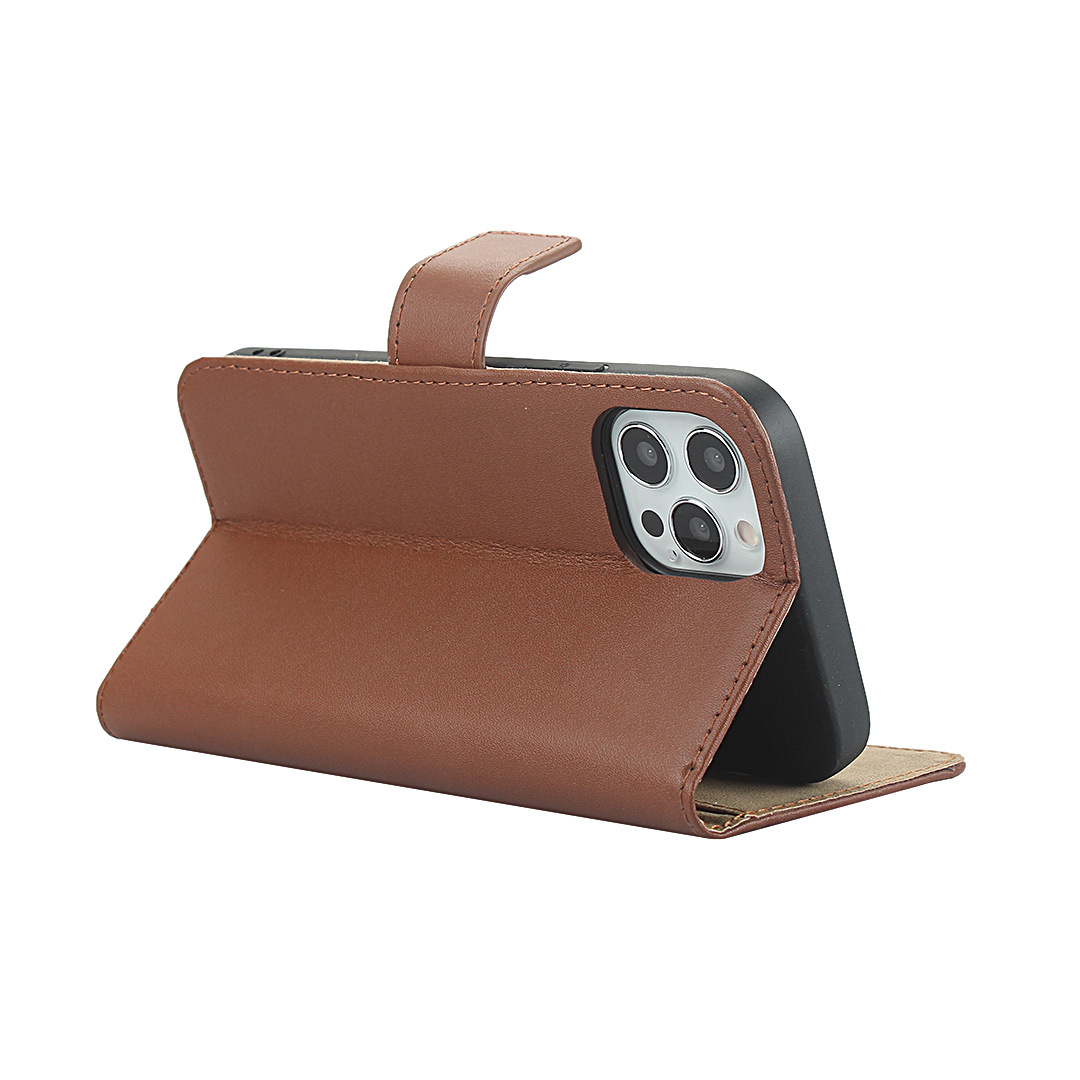 苹果iPhone12promax平纹真皮钱包皮套