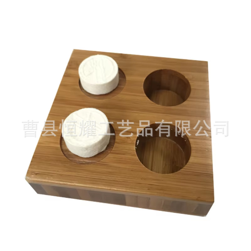 竹制压缩毛巾架桌面小颗粒洗脸巾收纳架跨境热销多孔收纳可定制