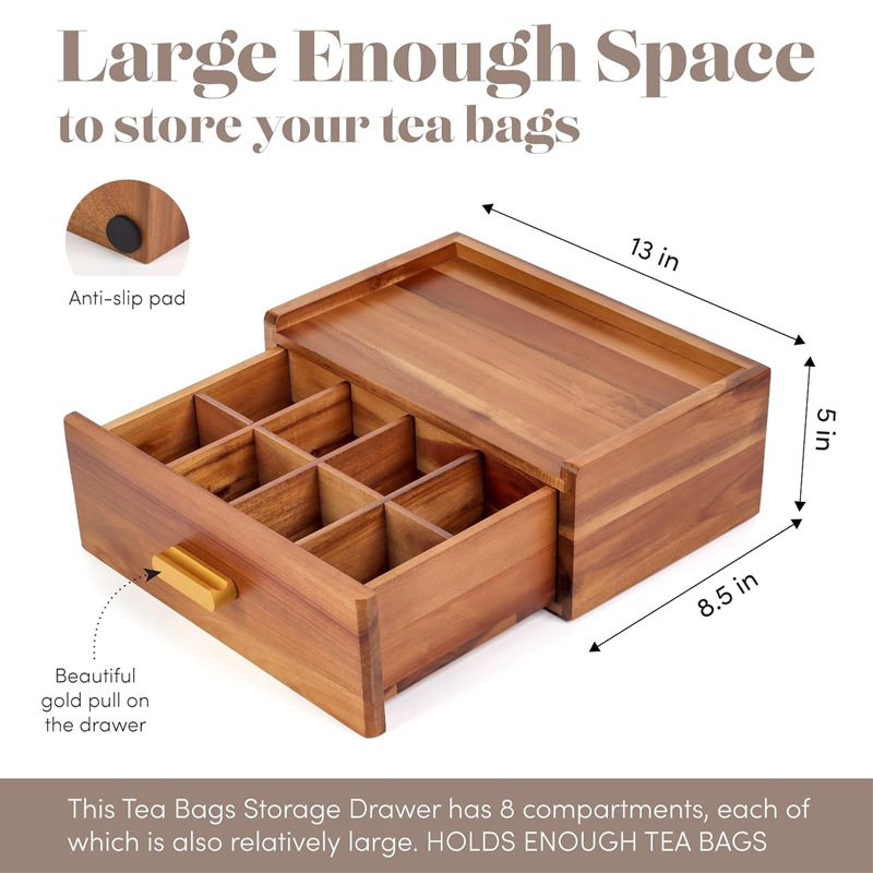 相思木茶叶收纳储物盒抽屉茶包收纳盒咖啡胶囊收纳盒储物盒 (6