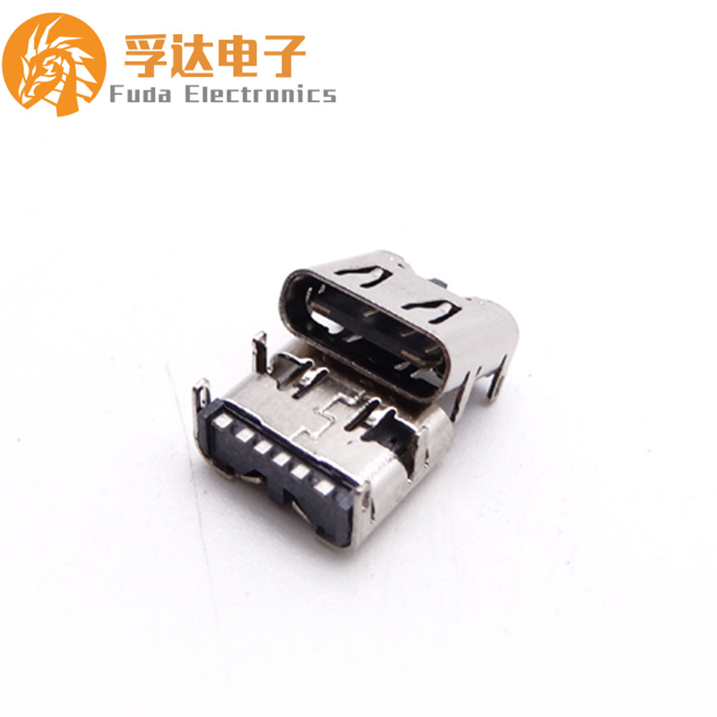 38.TYPE C 6P母座板上SMT四脚插板带弹.