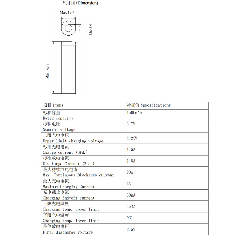 1500MAH规格书图