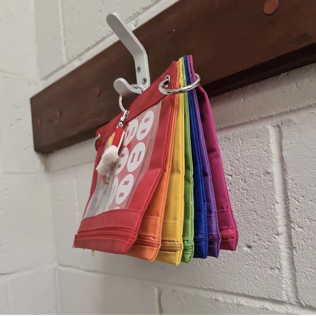 帮手描述图：ins风彩虹七色收纳包文具袋证件收纳袋儿童洗漱包