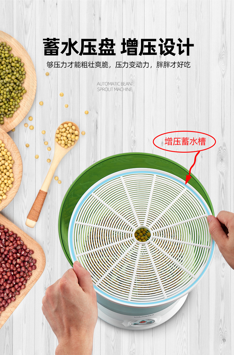 帮手描述图:豆芽机四季豆牙家用全自动智能发芽机大型商用芽苗菜