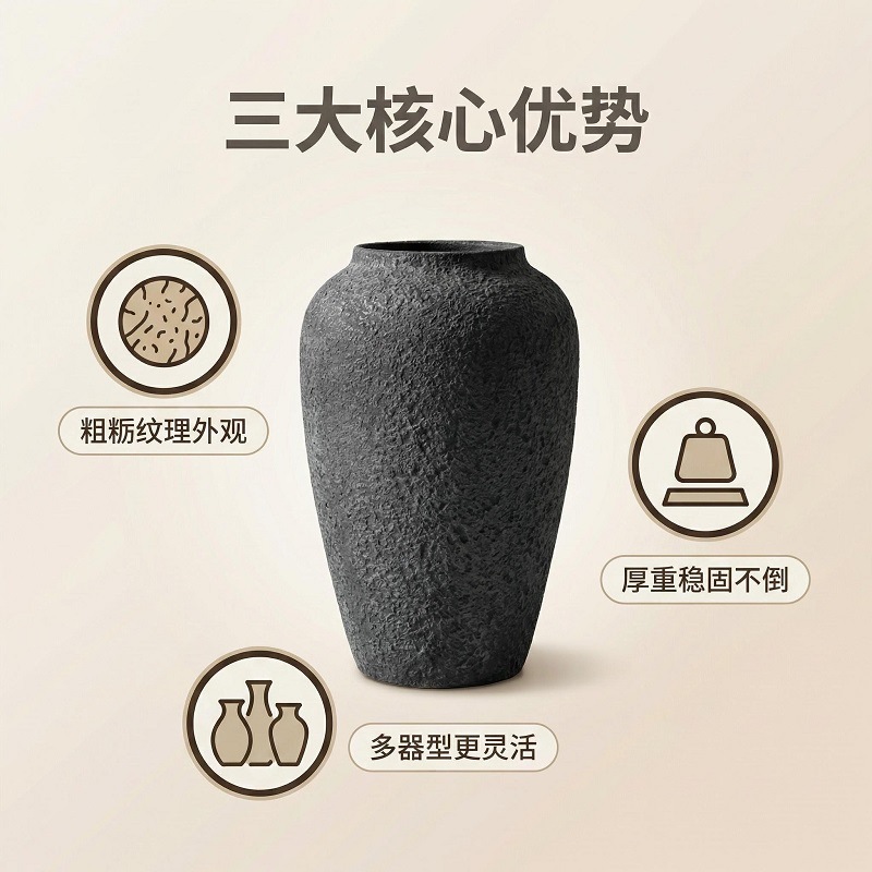 AI商品图套图生成金色花盆图片 (3)_图标卖点图：核心优势