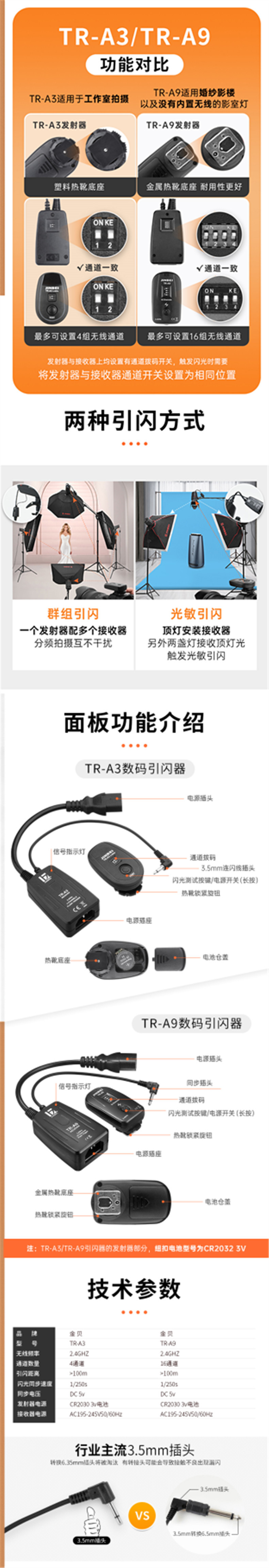 金贝TR-A3/TR-A9/TRS-V数码遥控引闪