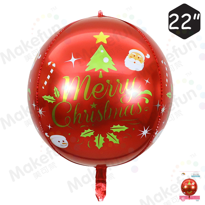 4D红色金字圣诞圆球