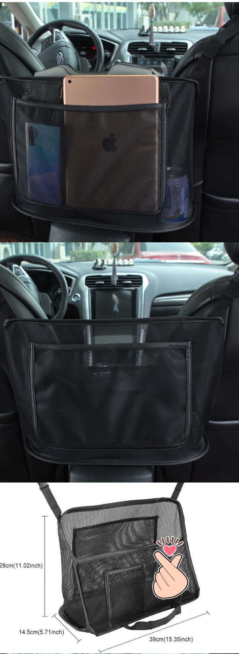 汽车两座椅网兜-车载手提包零食悬挂置物袋-网兜储物收纳袋通用