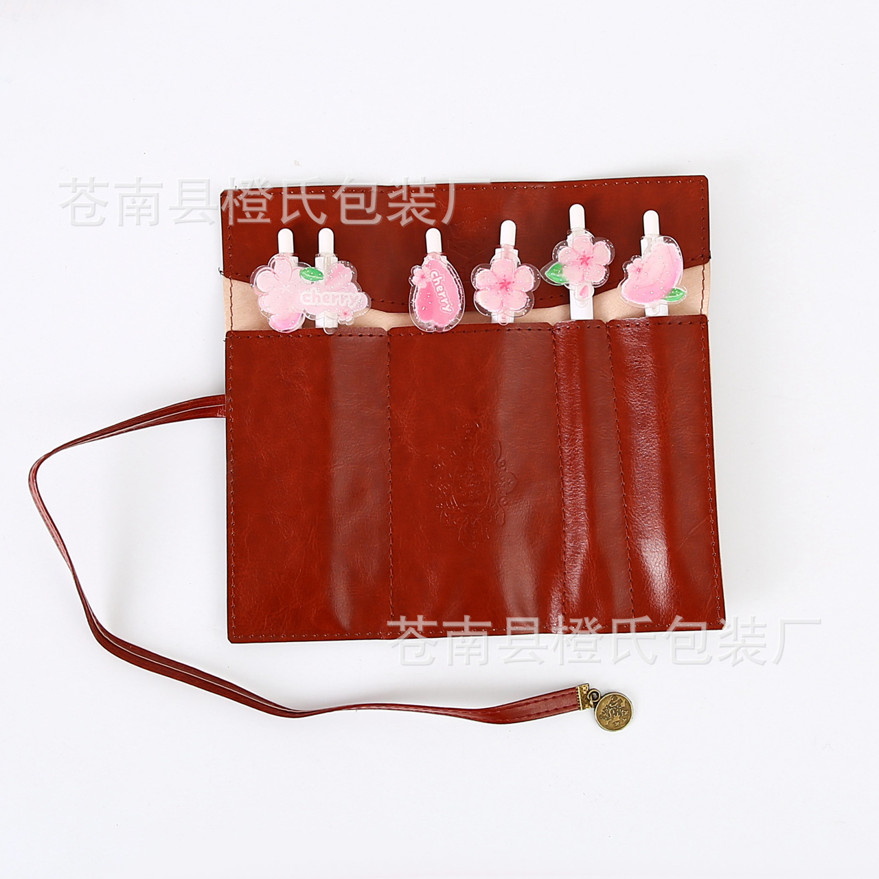 复古皮质笔袋暮光之城卷笔袋化妆笔文具包 定做logo (3)