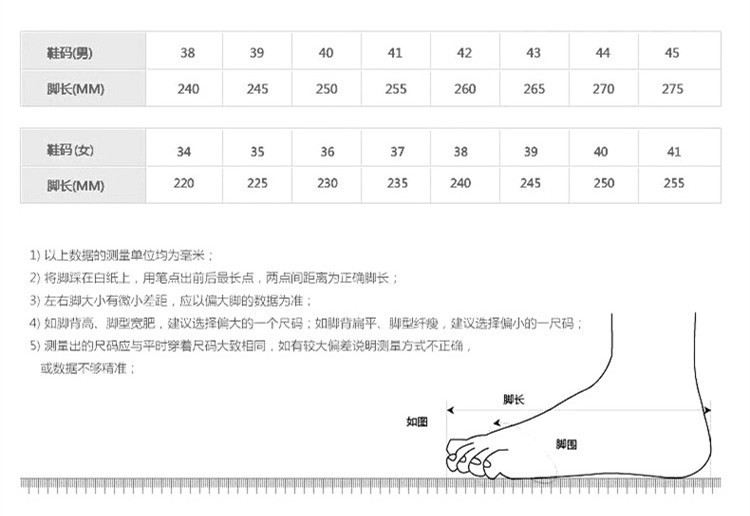 女鞋尺码表